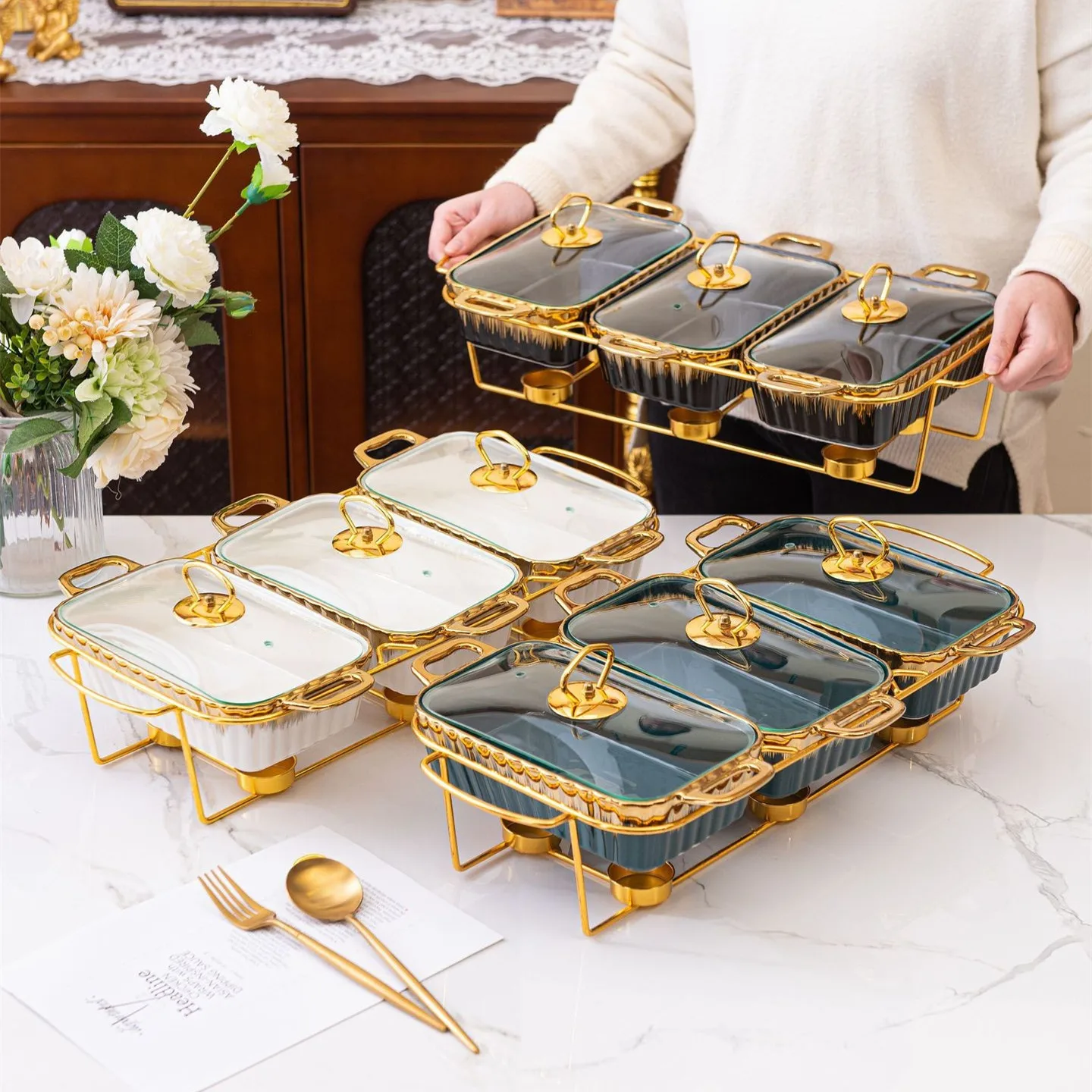 luxury Europe style 10 inch set of 3 pcs cookware ceramic coated cookware set new design ceramic non stick kitchen accessories