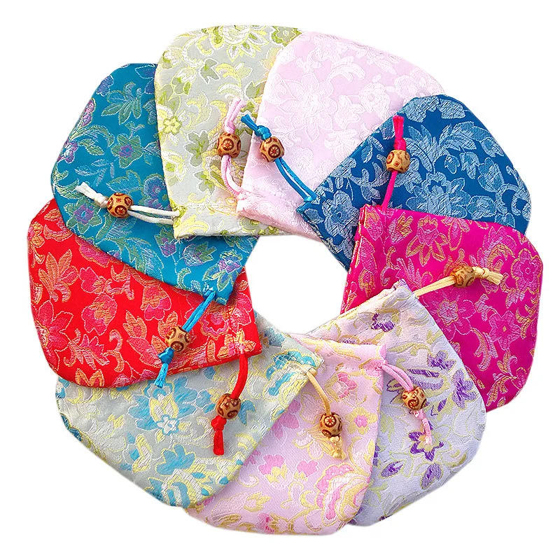 Wholesale Silk Brocade Pouch Silk Bag Small Jewelry Packing Chinese Candy Coin Gift Bag Pouch