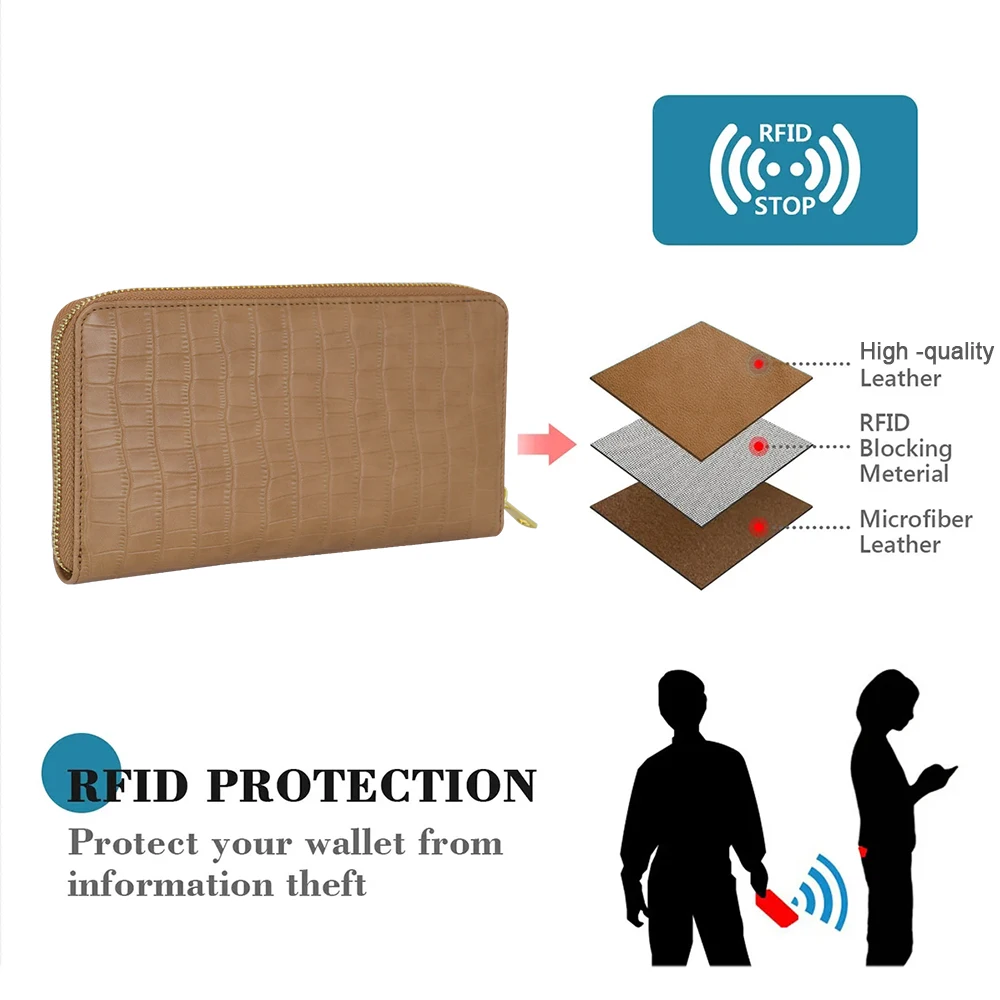 Simple Business Long Zipper Wallet Multi-Functional Card Holder Large Capacity Clutch Bag Mobile Phone Bag