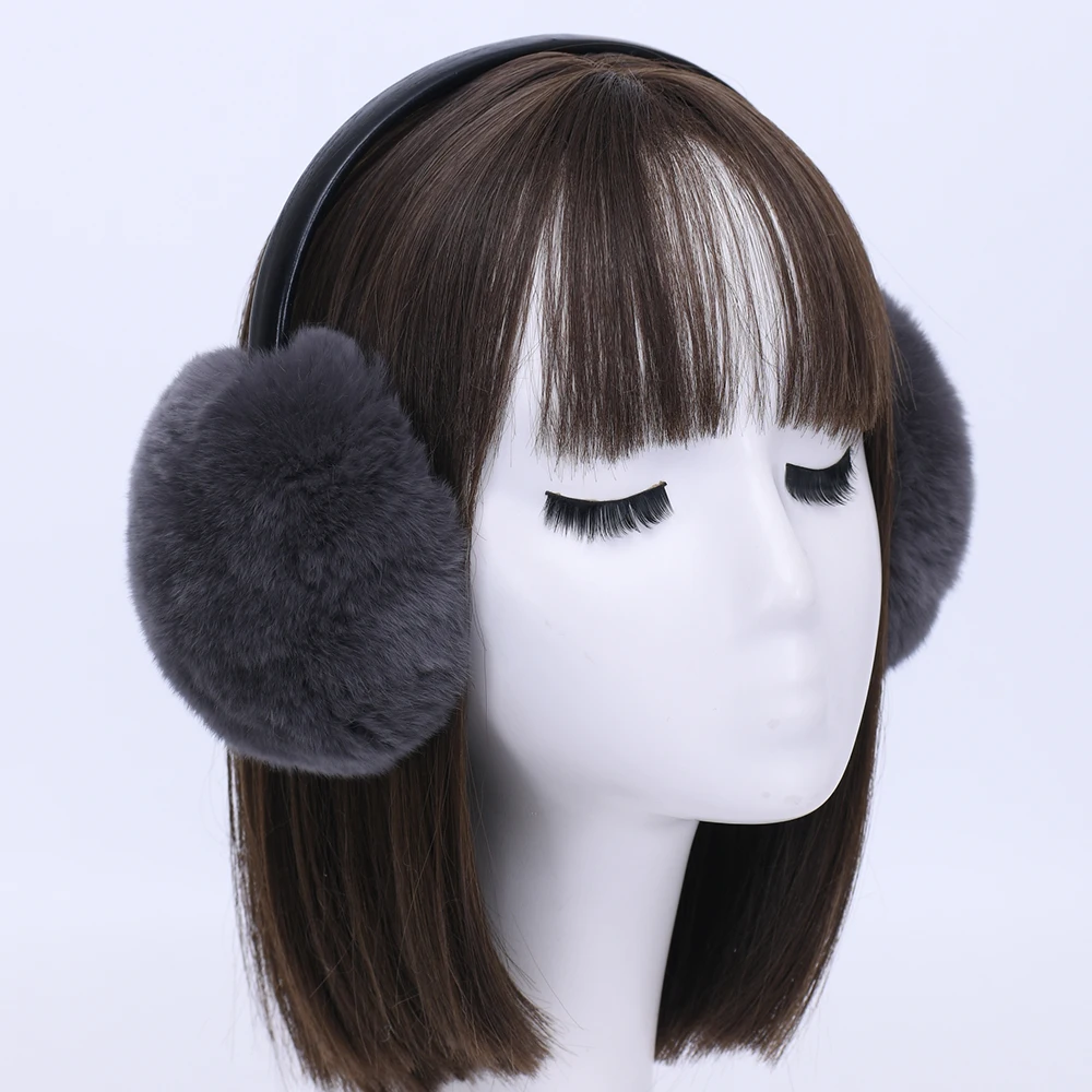 Women Fake Rabbit Fur Earflap Soft Ear Warmer Wholesale Custom Logo Fluffy Ear Muffs Winter Outdoor Cute Plush Faux Fur Earmuffs