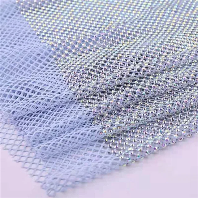 40*30cm,non hot fix rhinestone Mesh Fabric Trimming Stretch Elastic Hotfix Crystal Glass Rhinestone Net Mesh Trim sheet
