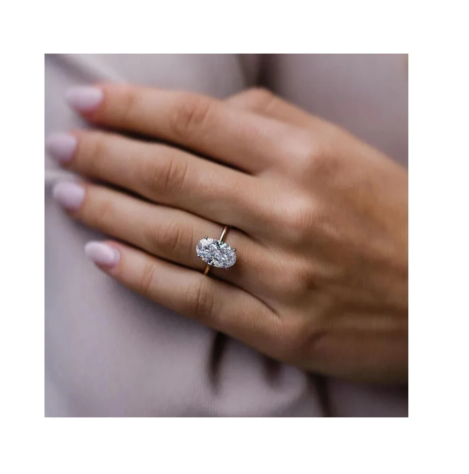 Simple Solitaire With Hidden Halo 14KT Solid Gold Engagement Ring / 5 CT+ Lab Created CVD Diamond Everyday Wear Ring For Women