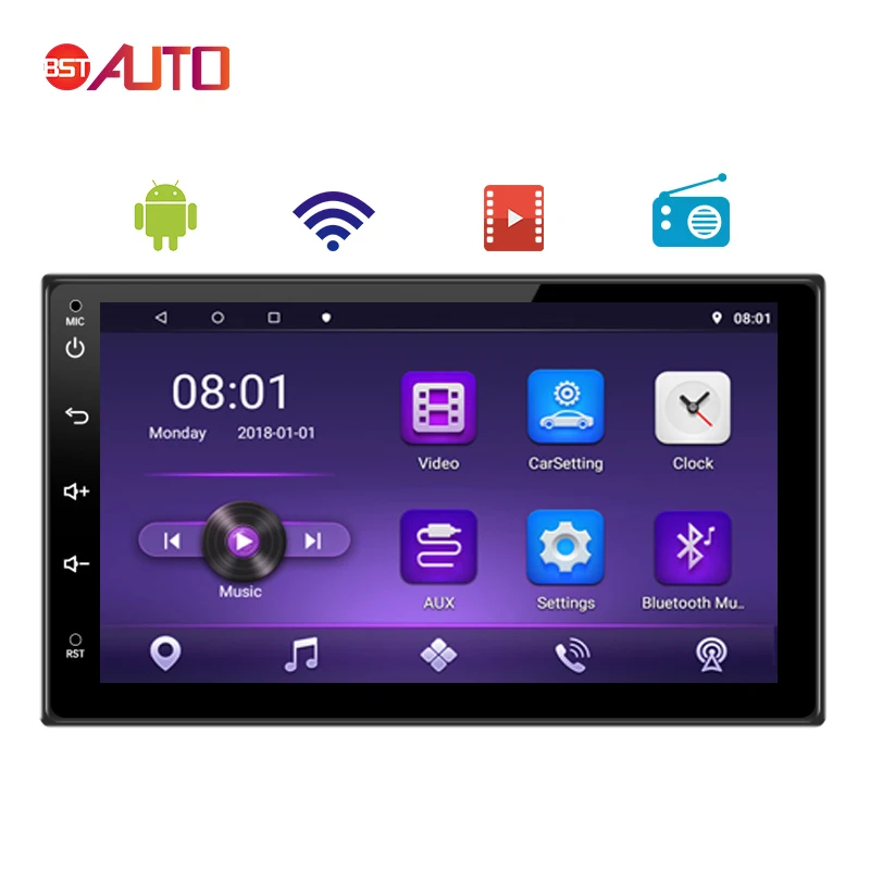 7-дюймовый емкостный экран Автомобильный видео dvd-плеер WIFI GPS и навигация BT FM Универсальное автомобильное радио