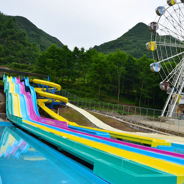 Moderate Price Great Fun Aqua Park Games Fiberglass Rainbow Water Slides Open Aqua Drop Ride For Water Park