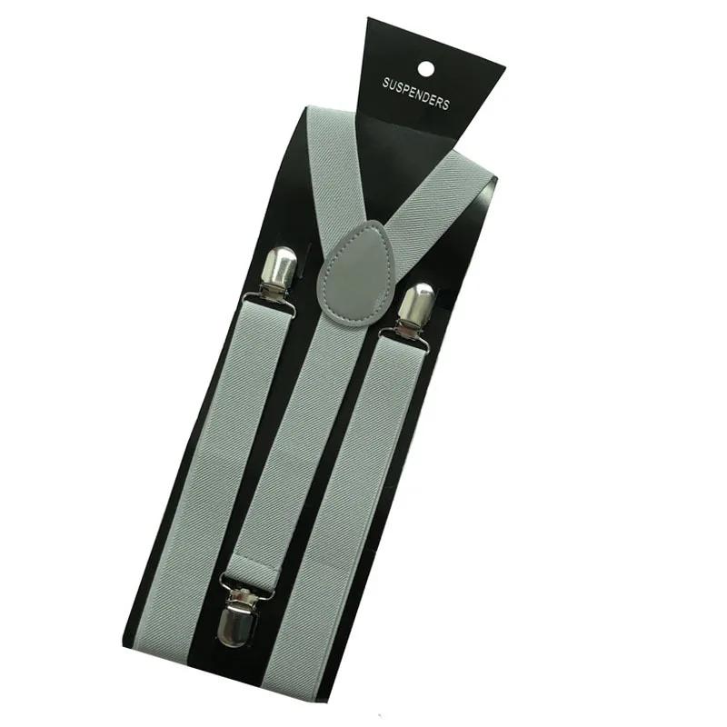 RTS 24 Colors Fashionable Pure Color Adult Suspenders Clip High Elastic Suspenders 2.5*100 cm