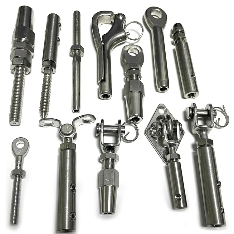 Heavy duty marine swageless and swage wire cable rail jaw toggle hook eye terminal turnbuckle