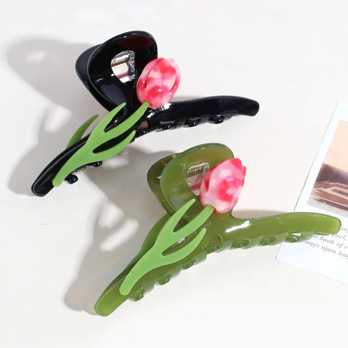 Large Acetate Hair Accessories Korean Creative Tulipa Hair Claws Fashion Sweet Cellulose Acetate Hair Clip for Girls