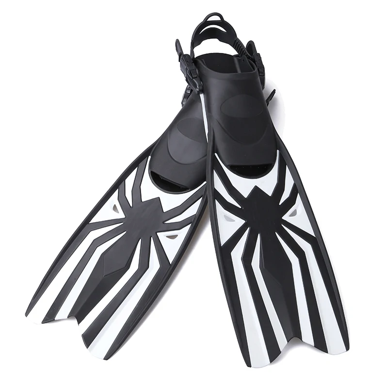 Aloma Adult Diving Fins with Spider Print Design Long Flexible Open Heel Swim Training Scuba Snorkeling Made Rubber Silicone TPR