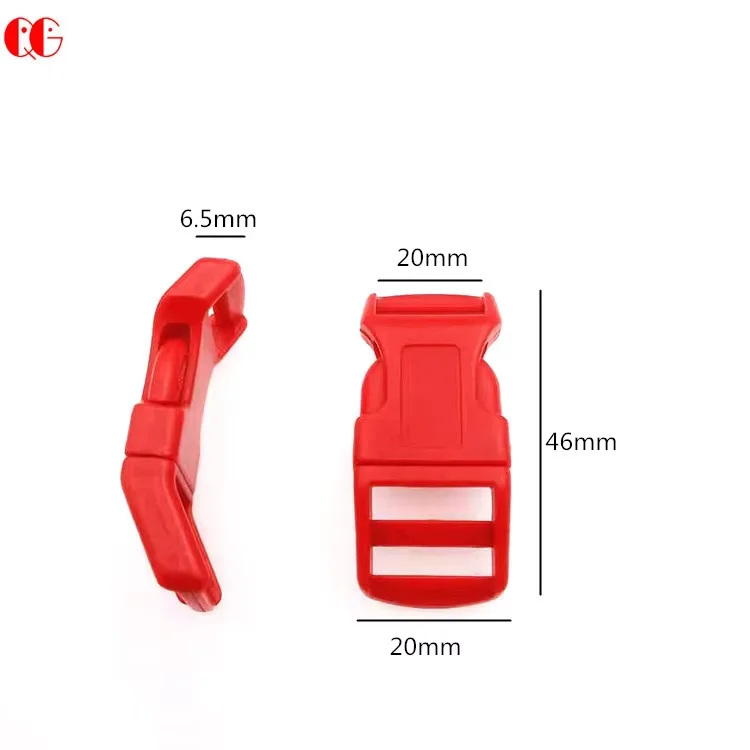 Customizable 20mm Red Curved Plastic Buckle Can Be Used for Pet Webbing Bracelet Parachute and Backpack
