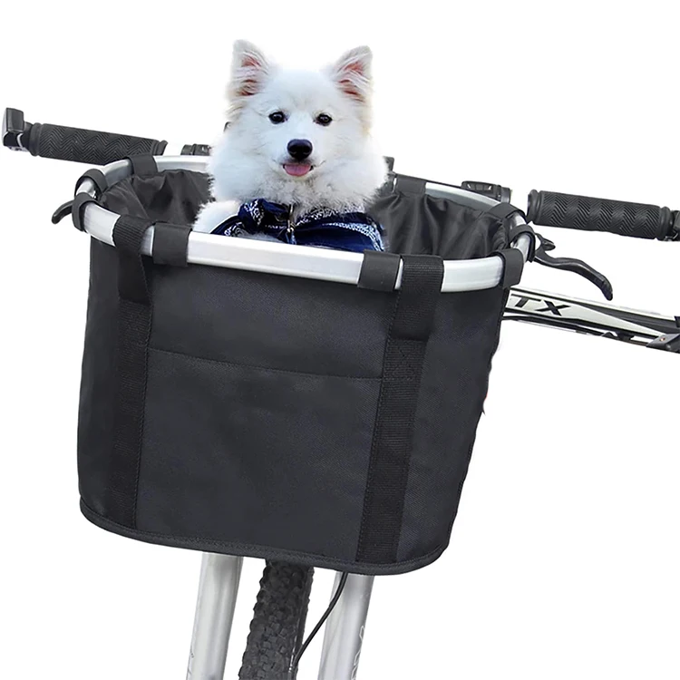 Dog Bike Basket Foldable Dog Bike Carrier Car Seat Pet Basket Soft-Sided Ventilated Dog Bike Carrier Backpack