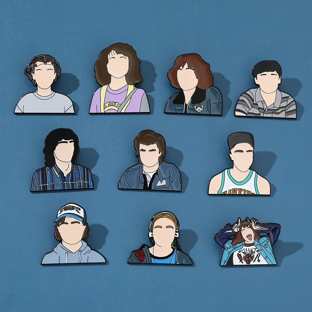 Strange things TV series brooches Hellfire club members characters badge pins