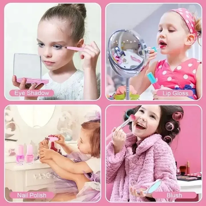 2023 Hot Sale Pretend Play Toys & Hobbies Princess Kit Cosmetics Bag Set Makeup Toy For Kids Girl Real