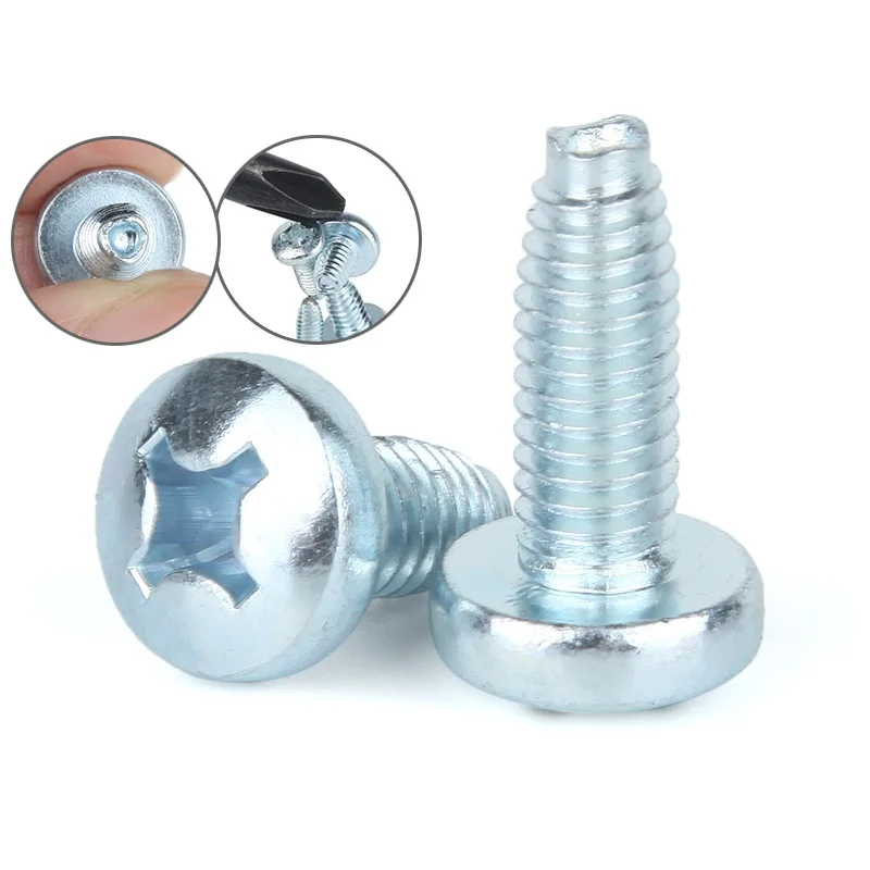 DIN 7500 Zinc Plated Cross Recessed Torx Pan Head Thread Rolling Self Locking Screws Triangular Thread Machine Screw For Metal