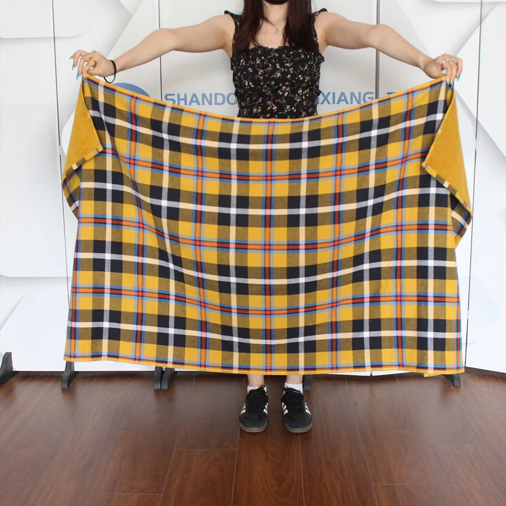 small quantity Cotton Flat Woven summer Gingham large custom premium beach towels