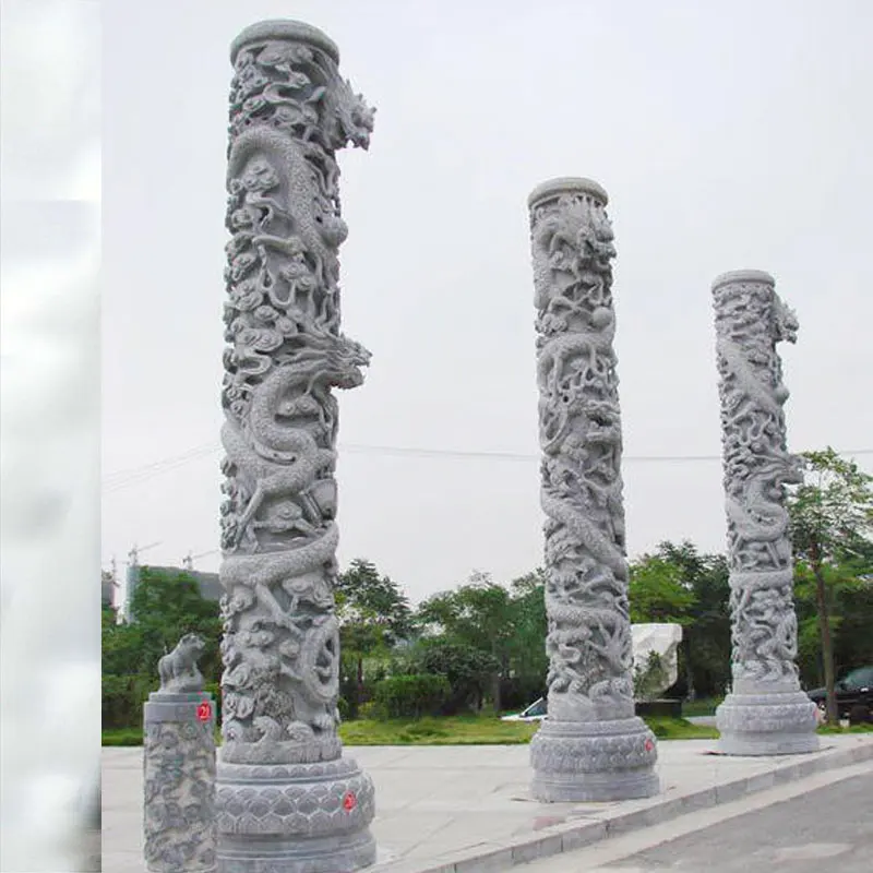 Shengye Large-scale animal sculpture statue of stone dragon column stone dragon statue is used for home gate garden decoration
