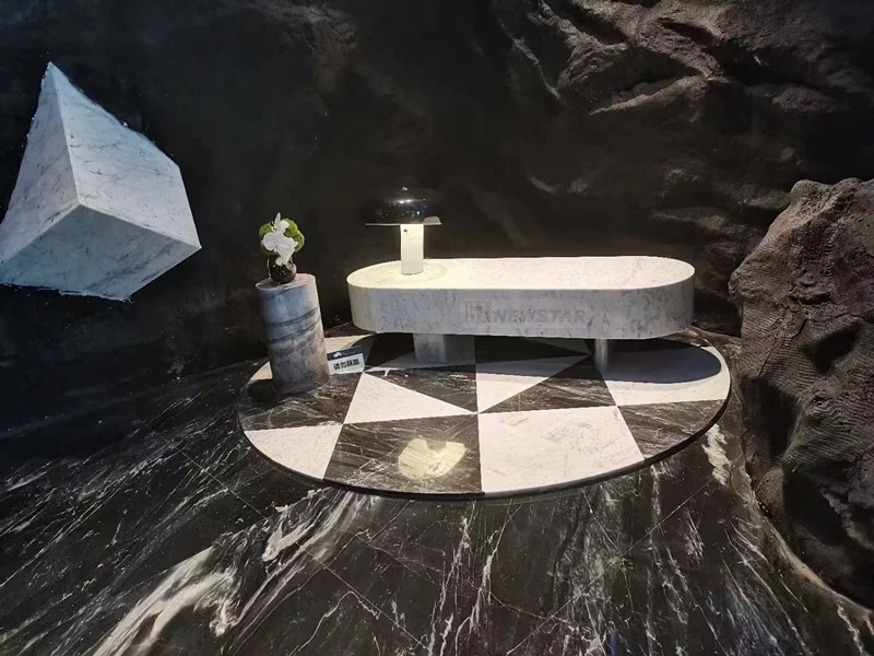 Beautifully decorated outdoor garden stone stool white carrara marble natural stone chair shopping mall stone stool furniture