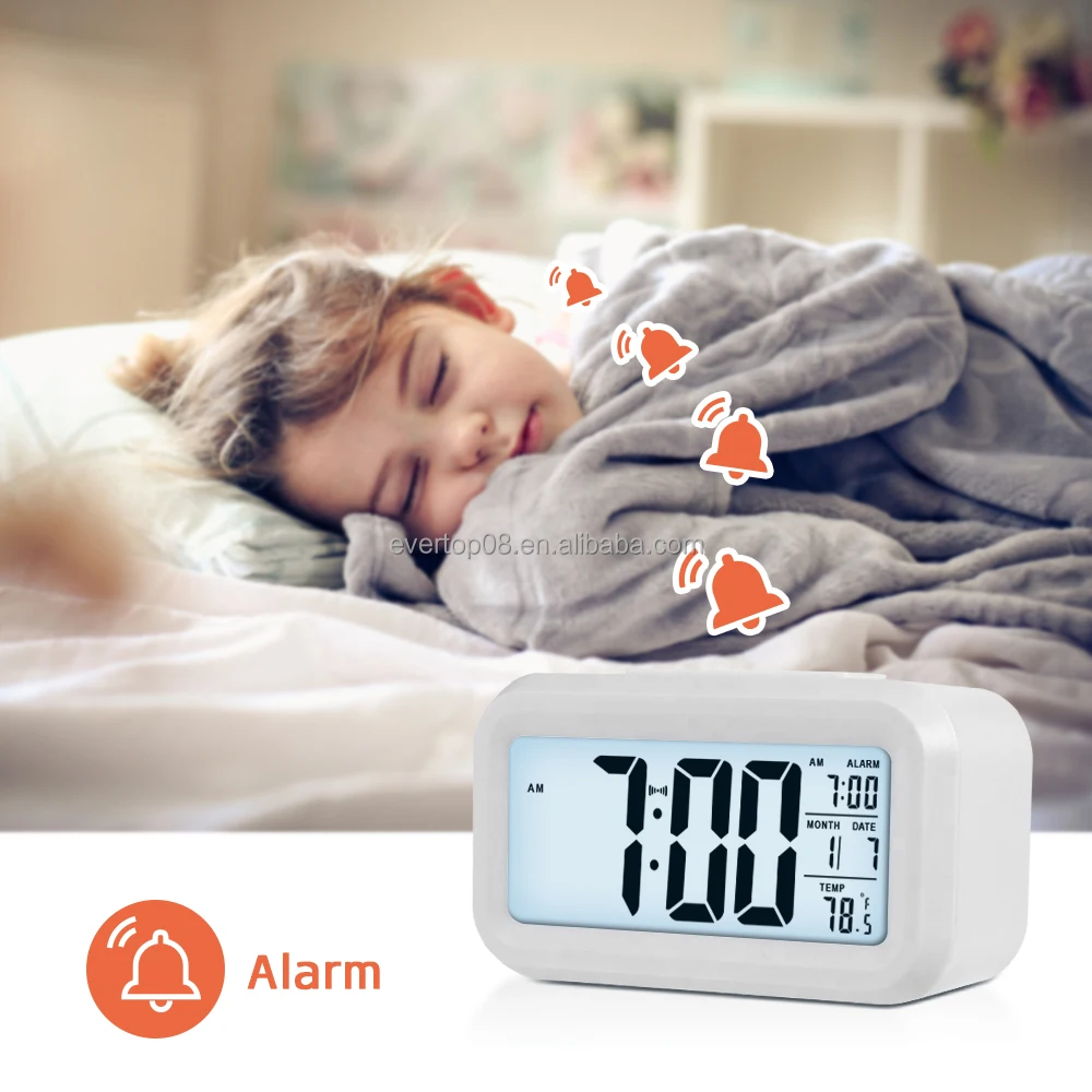 Plastic Smart LCD Table Night Light Calendar Temperature LED Digital Alarm Clocks
