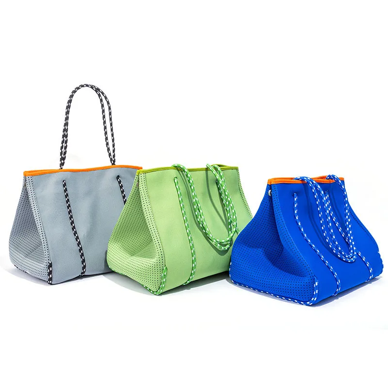 2021 Hot selling perforated neoprene bag beach bag tote handbag bags for women