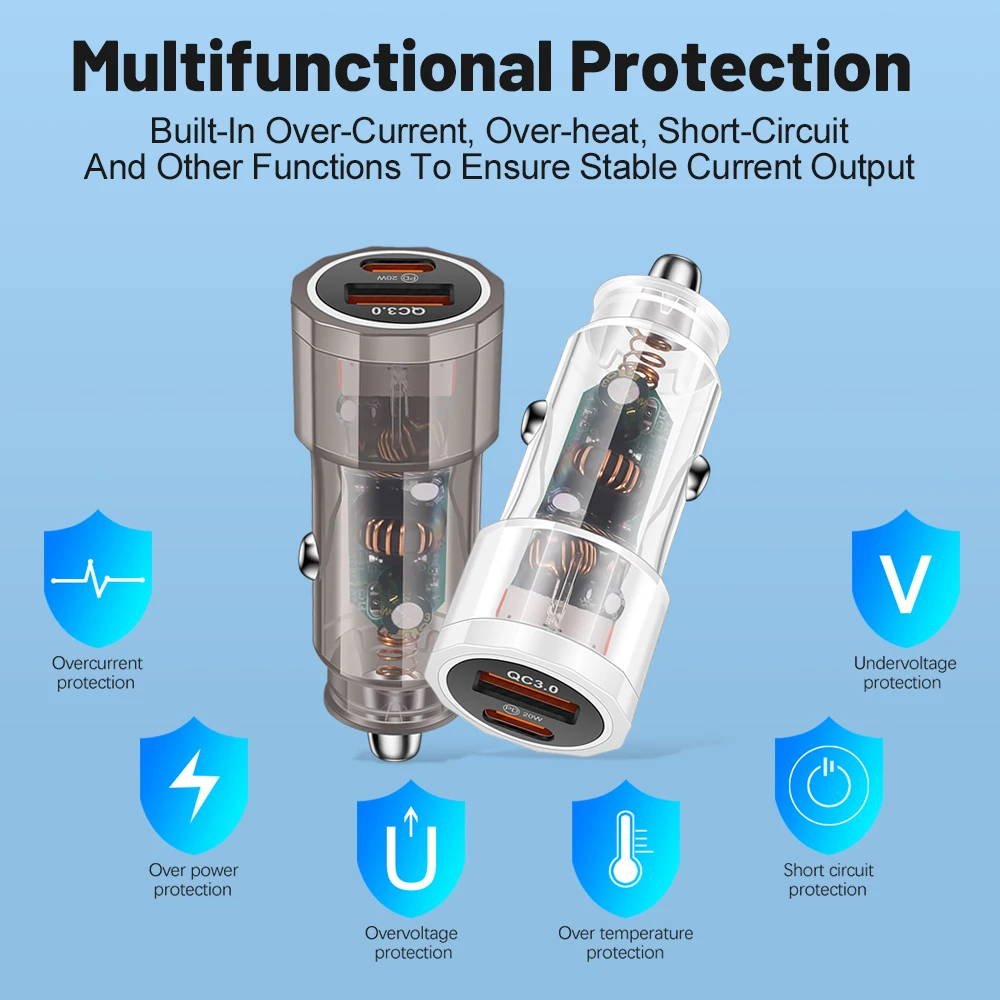 Top Seller 2 Port Fast Cargador Dual Type C Universal Laptop Charging Pd 38w Iphone Usb Car Charger