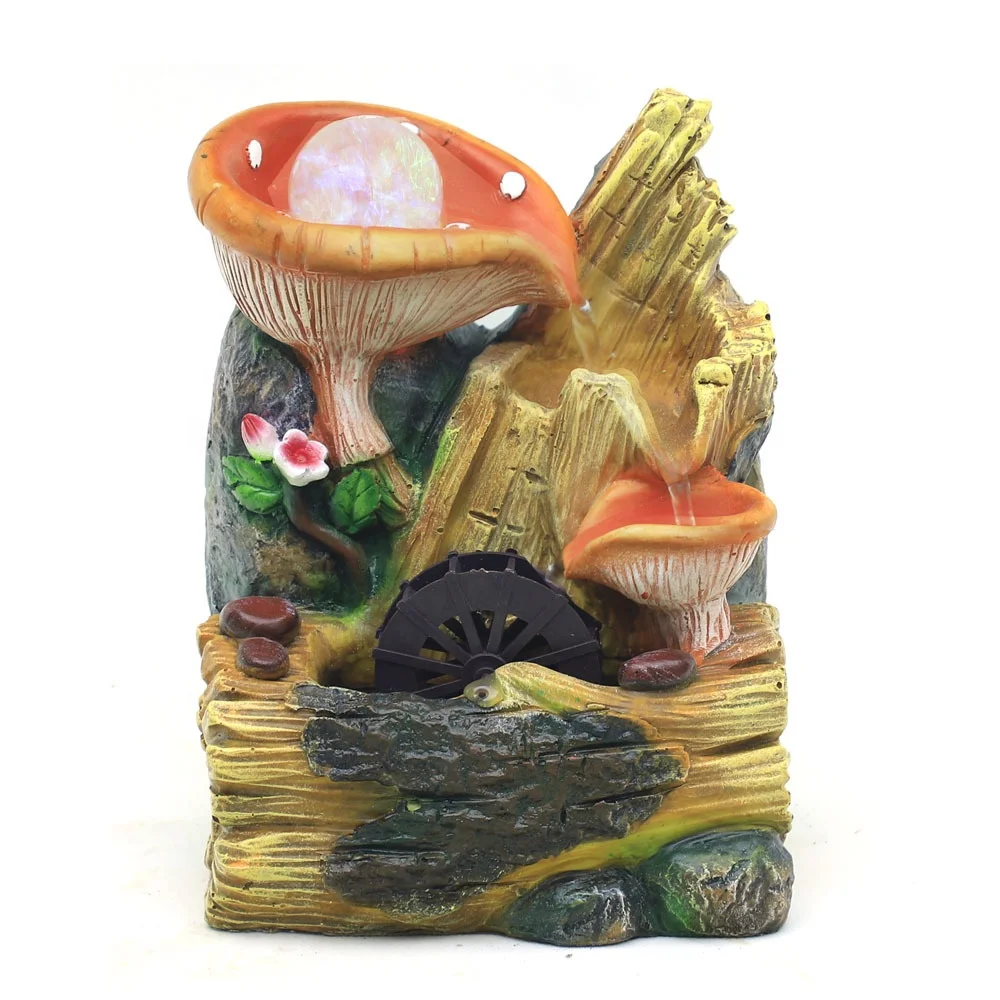 New fish tank decoration cartoon mushroom garden water fountain creative resin small bonsai