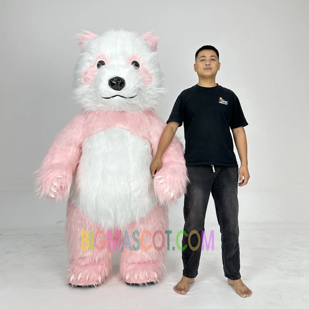 Hot Selling Unisex Adult Halloween Carnival Pink Panda Costume Inflatable Mascot for Stage Performance for Advertising