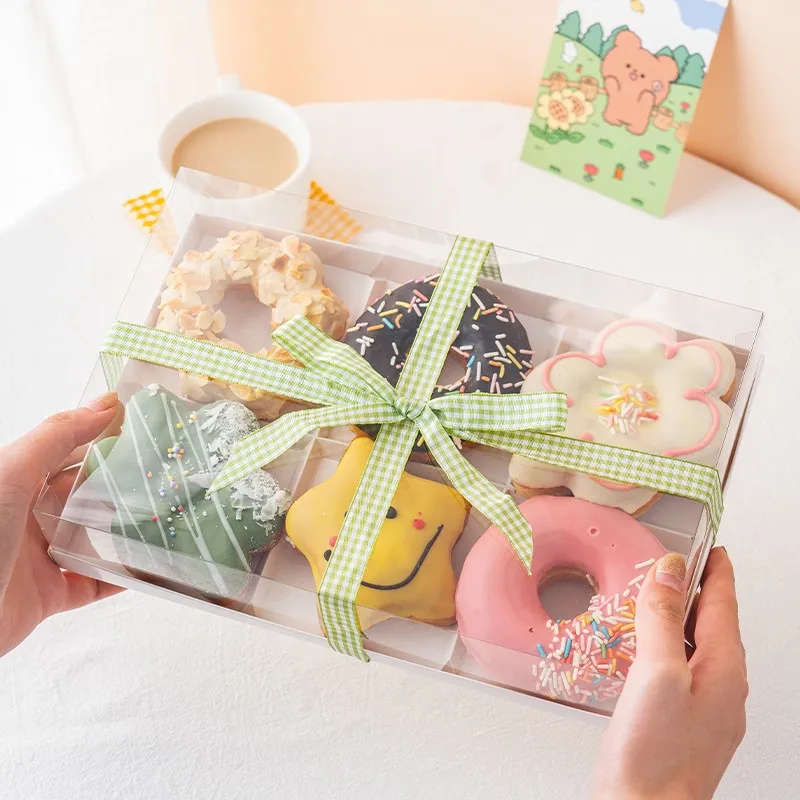 Transparent gift packaging dip shaped jewelry 14 donut to go box