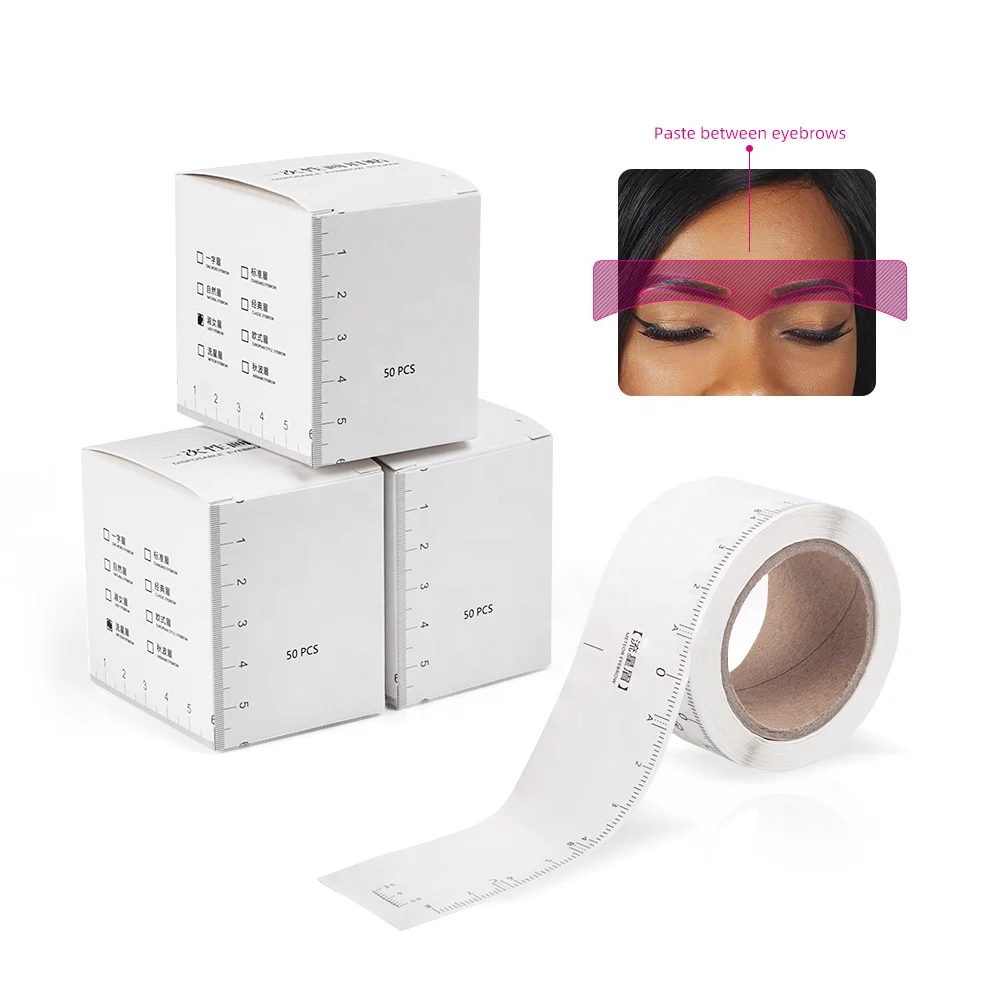 Eyebrow ruler 9 styles 50pc/roll Quick and easy to use Single use eyebrow tape measure Roll of Disposable Eyebrow Ruler  makeup
