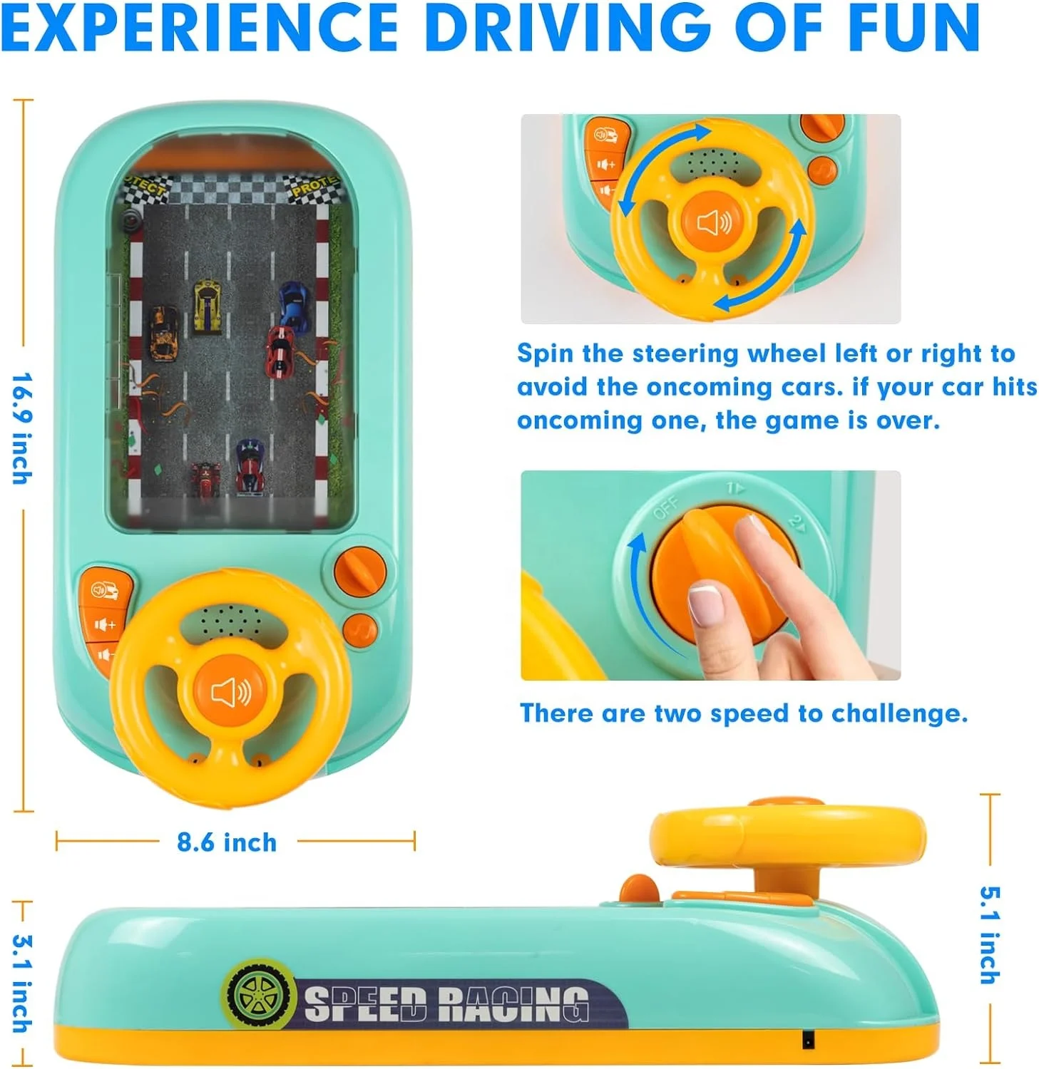 KOYI New Hot Selling Kids Educational Toy Electric Steering Wheel Adventure Game Car Big Adventure Gaming not include battery