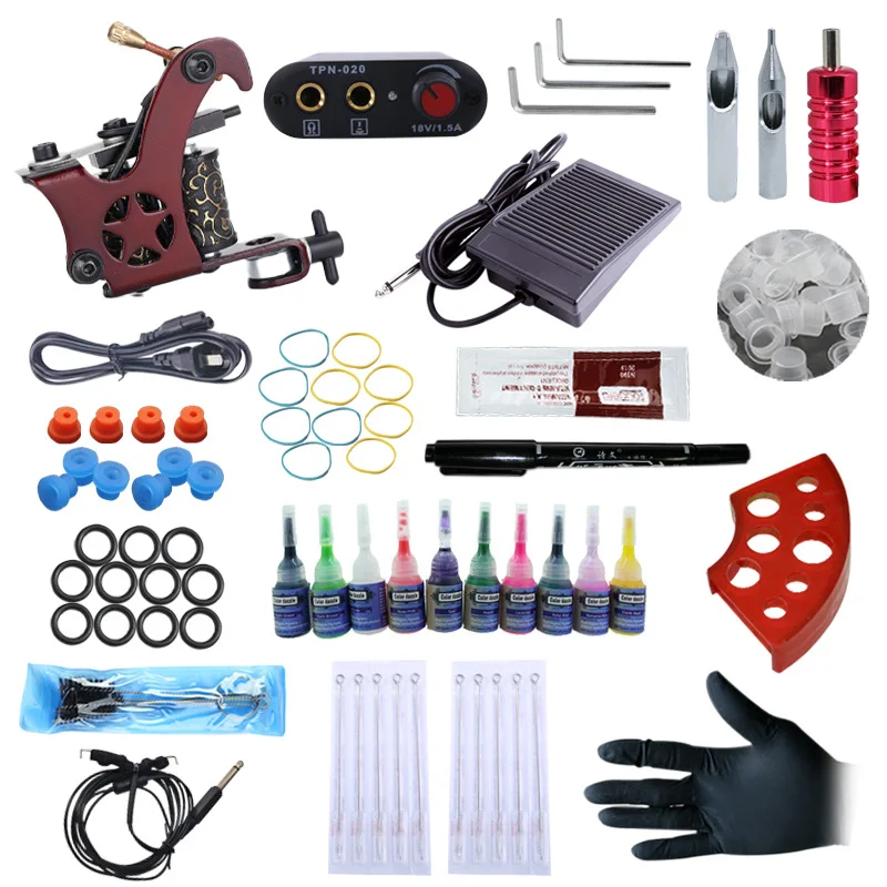 Airbrush Maquinas De Pro Kit Tattoo Machine Artist Beginner Professional Complet 7 Machines/coil Parts