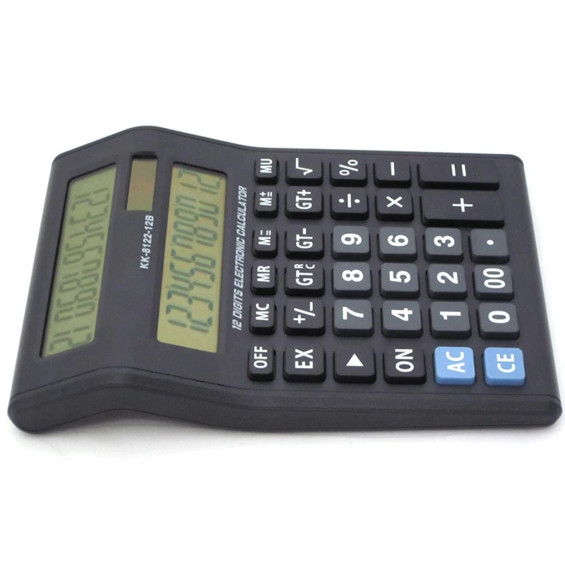 Business Finance Office Desktop Calculator Dual LCD Screen 12 Digit Dual Power Solar Electronic Calculator