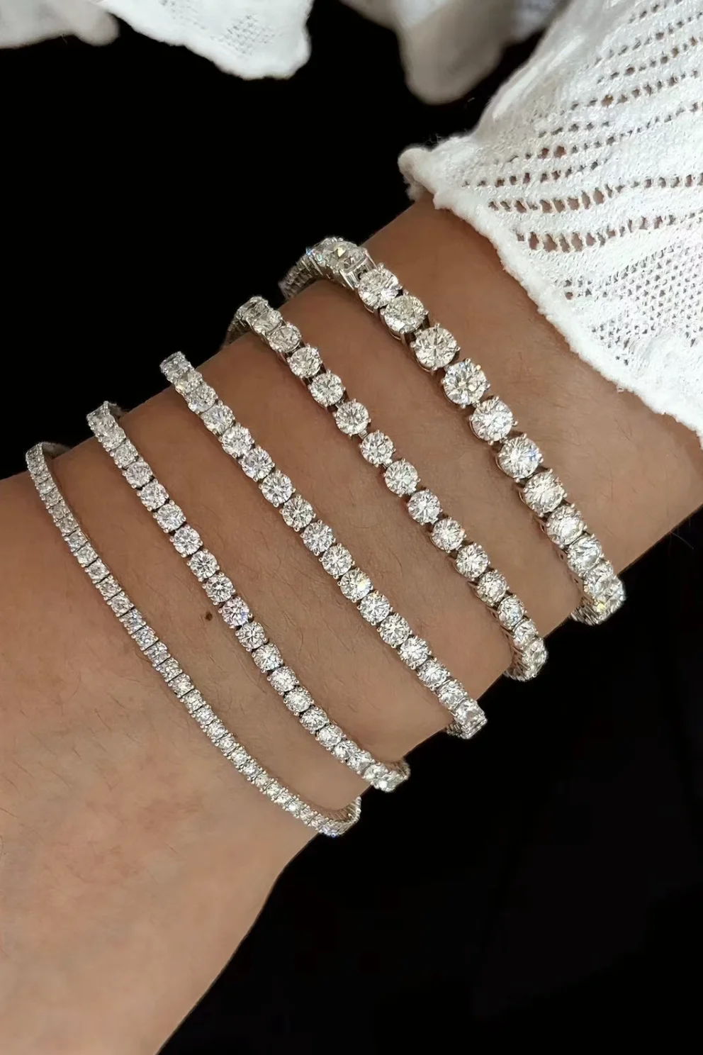 Qinglong Jewelry Tennis chain lab grown diamond Chain Jewelry 9k/14k/18k real gold Tennis bracelet with lab diamond CVD