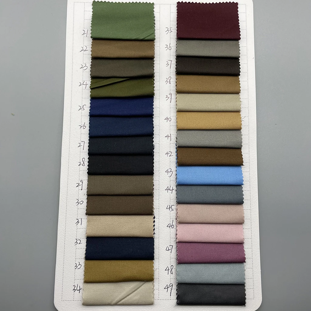 97% Cotton 3% Spandex Elastic Pants Fabric high density Cotton khaki Woven Elastane Twill Fabric For Trousers, pants