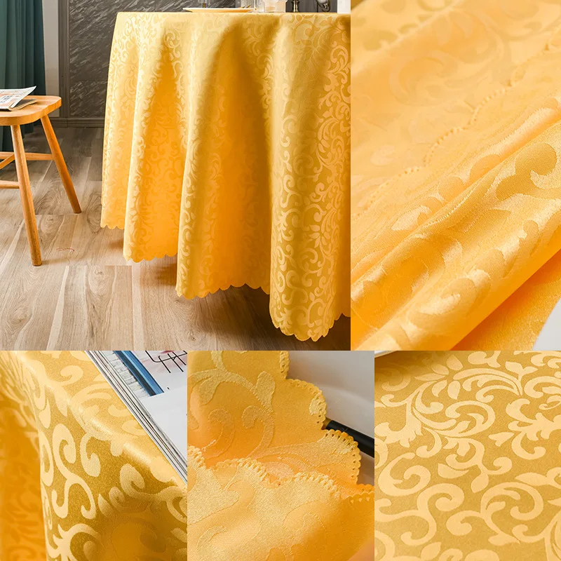 Wholesale Polyester Jacquard Birthday Banquet 132 Inch Round Tablecloth for Wedding Party Handmade Opp Bags 100% Polyester Solid