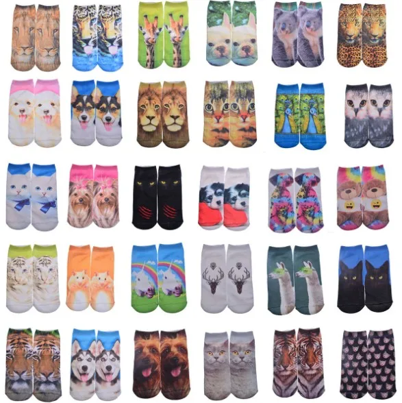 Носки с мультяшным рисунком носки с трехмерным рисунком оригинальные носки с изображением животных и кошек для женщин