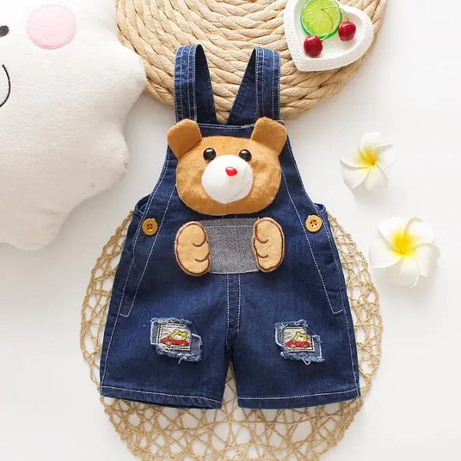 
toddler boy denim overalls cute White mouth bear baby girl denim overalls cheap price 
