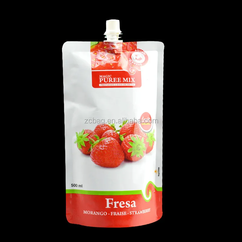 Moistureproof Grape Juice Tomato Juice 125ml Pouch Spout Nozzle Mylar Aluminium Metalized Flexo Gravure Embossing Packaging Bag