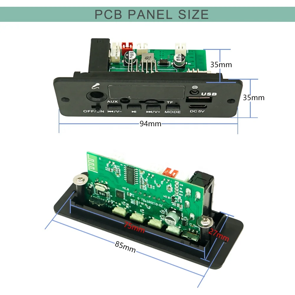 Portable Speaker Amplifier Power MP3 Bluetooth Module MP3 Player Bluetooth Microphone Board 3.7V 2x5W