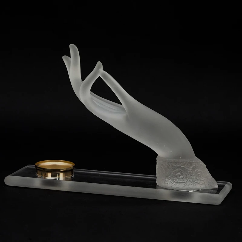 Wholesale Unique Buddhism Colored Glaze Liuli Crystal Hand Shape Large Buddha Statues