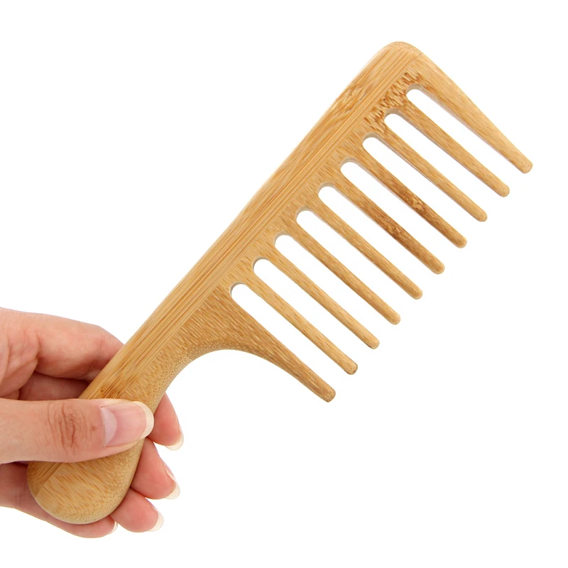 Custom Handmade Wide Tooth Comb Wholesale Cheap Eco-friendly Bamboo Wooden Hair Comb