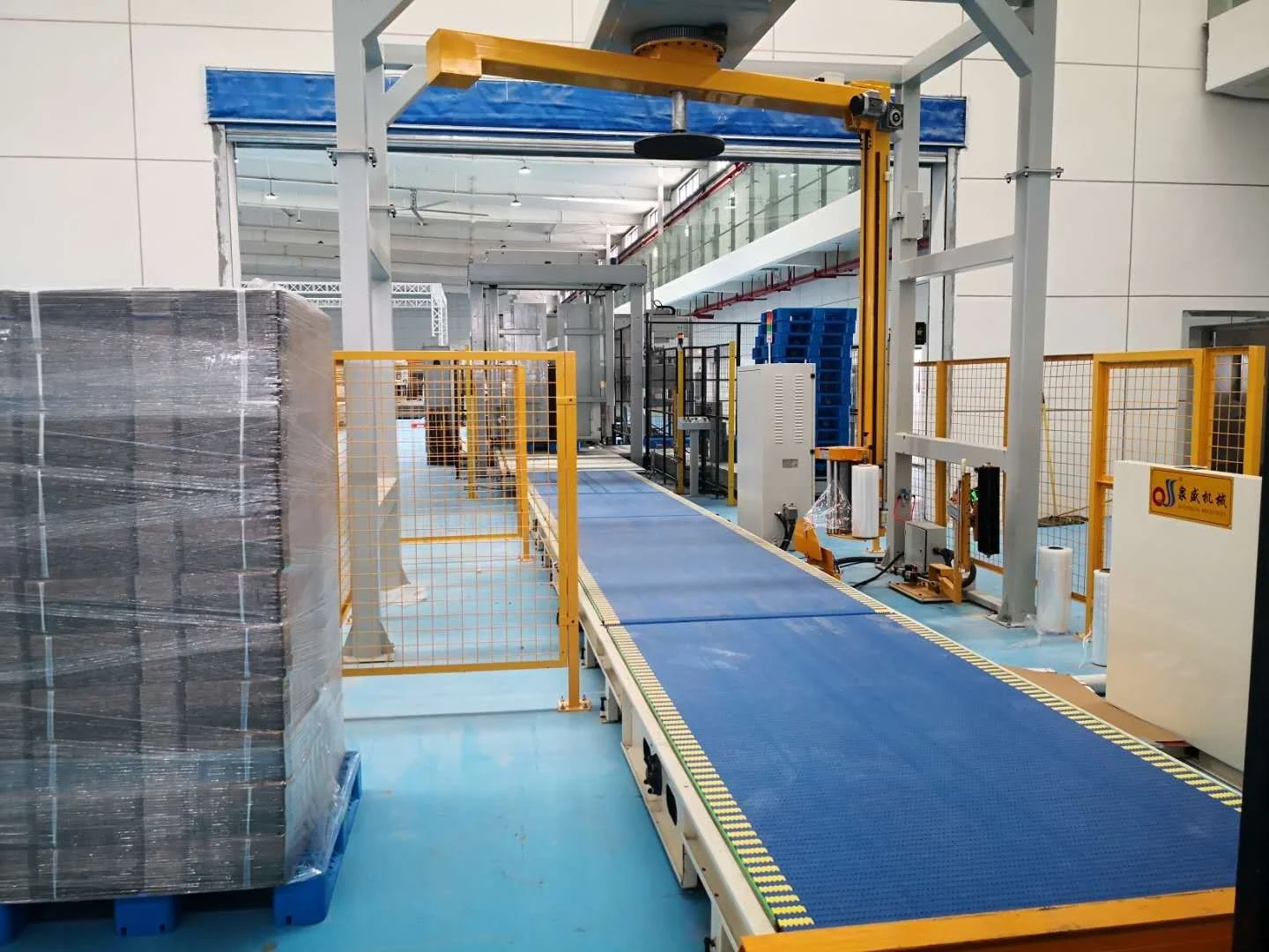 Skid Stretch film Wrapper/Wrap/ Automatic Pallet Wrapping Machine with Rotary arm