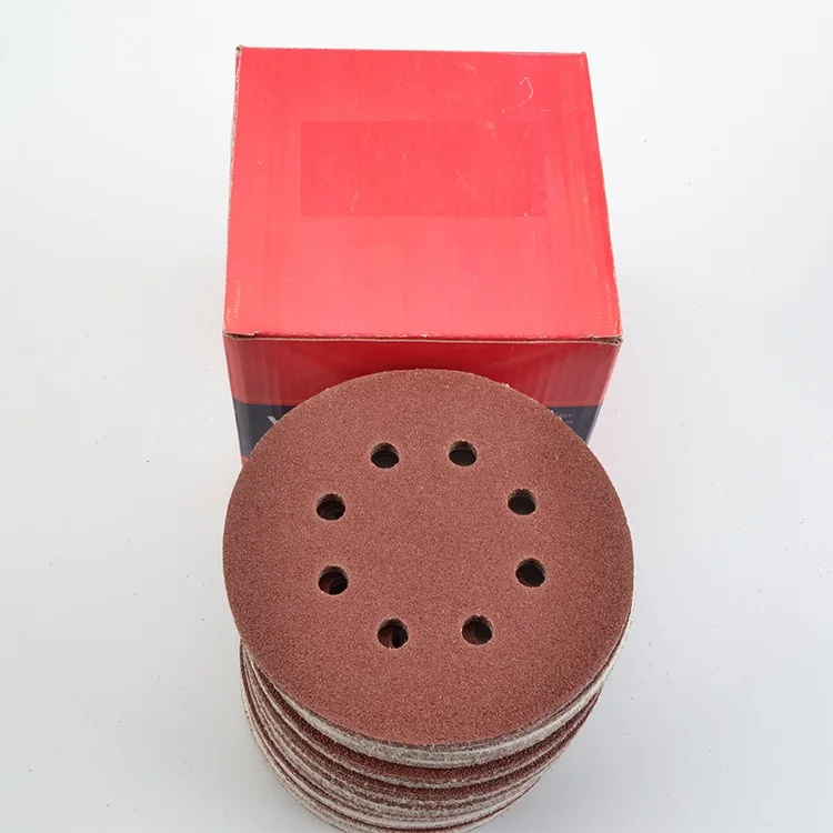 125mm 5 Inch Red Abrasive Discs  Aluminum Oxide Hook And Loop Sanding Disc 120 Grit Sandpaper Sander Round Sand Paper