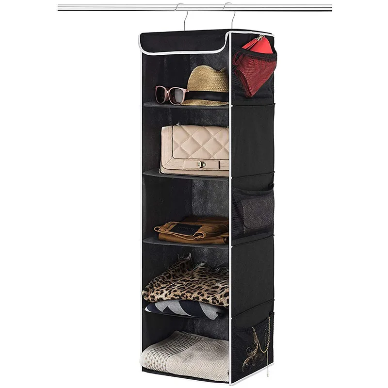 Wholesale Foldable Non-Woven Fabric Closet Storage Wardrobe Closet Space Saving Organizers with Mesh Pocket