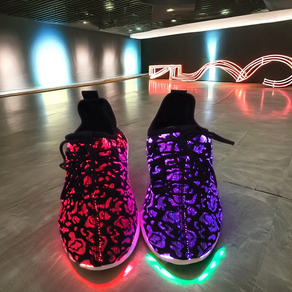 Wholesale LED Charging Luminescent shoes Children Casual Sneaker boys Luminous Bling Shining Girls Light up Fiber Optic shoes