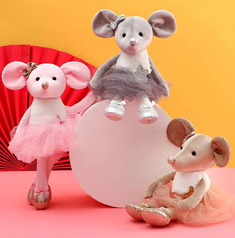 Cute Ballerina Mouse Rat Animal Stuffed Doll Plush Toys for Children