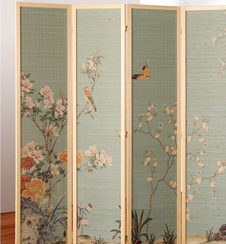 Modern luxury wood craft mobile folding screen folding office partition 6 panel a  set solid wood bamboo screen & room dividers