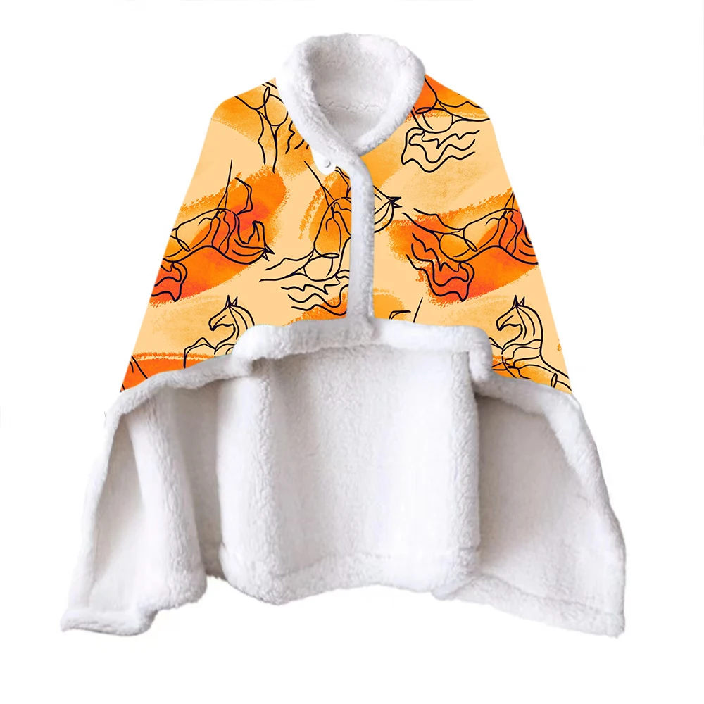 popular product fleece shawl blanket sofa blanket unicorn pattern double thick keep warm plaid shawl blanket