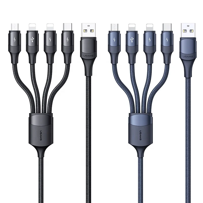 USAMS 4 в 1 micro usb type c 3A Быстрая зарядка Мобильный телефон flex кабели для передачи данных оригинал