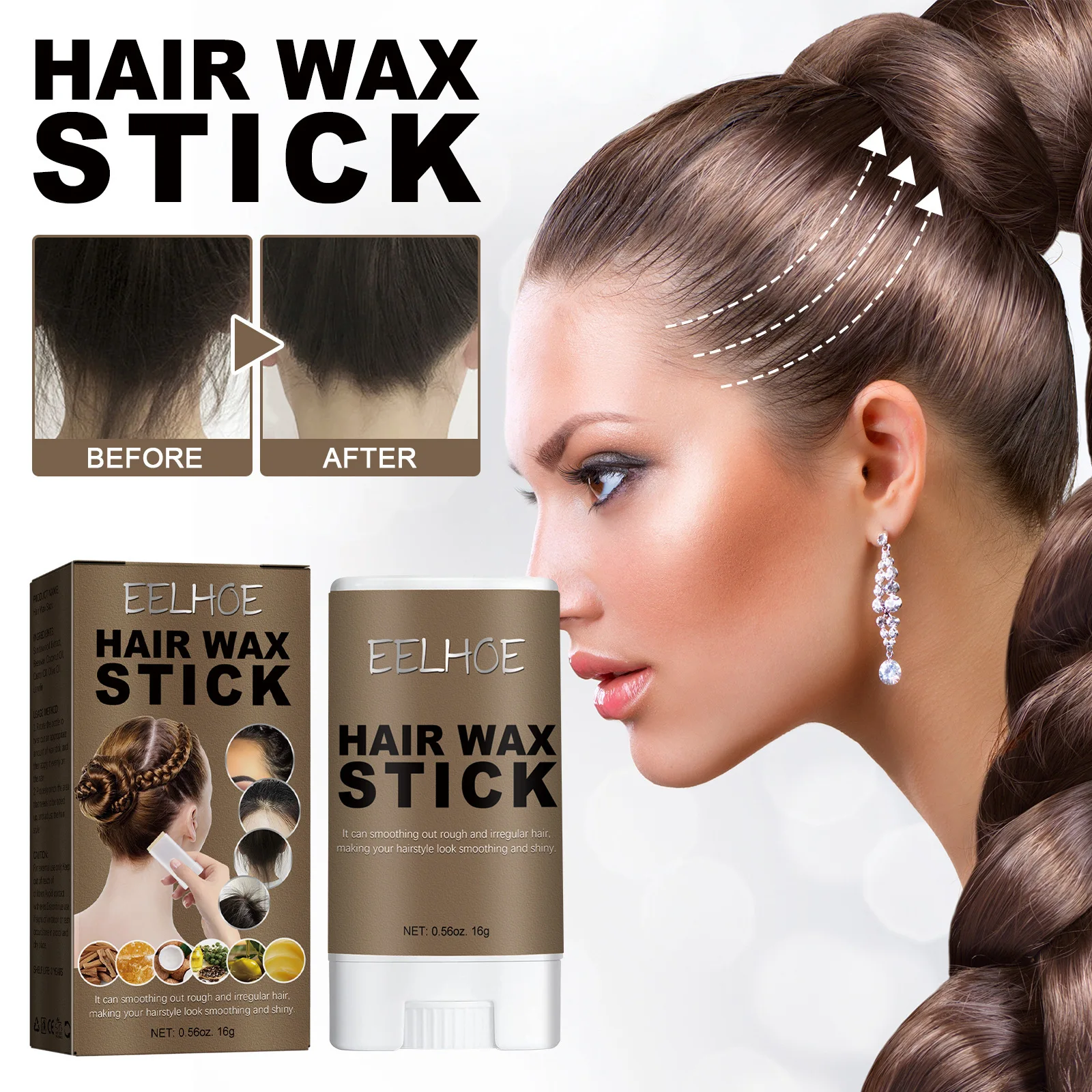 Styling Wax Stick for Strong Hold Pomade Stick | Long Lasting Texture + Shapes Hair Wax Stick