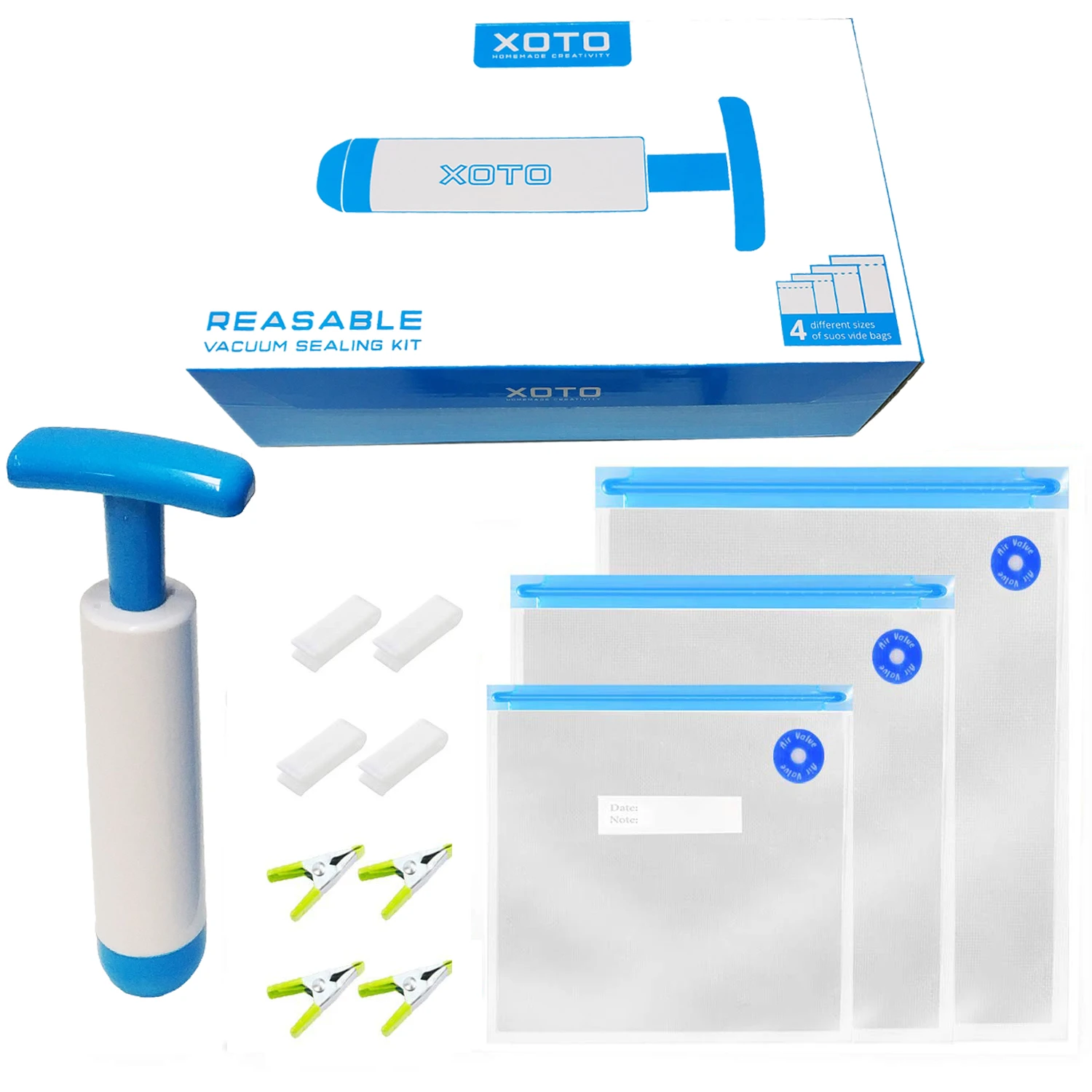 Embossed Vaccum Sealer  bag Sous Vide Bags BPA FREE  Kit  Reusable Vacuum Food Storage Bag And Pump
