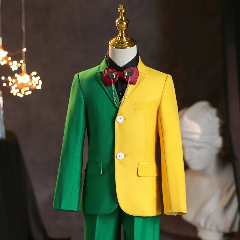 Children Stage Clothing High Fashion Patchwork Blazers Boys Luxury Tuxedo Suits for Wedding